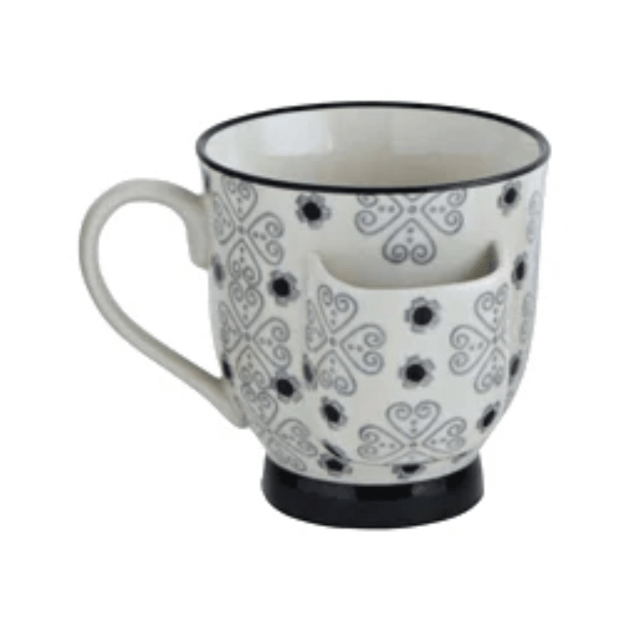 Creative Co Op Stoneware Tea Cup with Tea Bag Pocket Black Gray