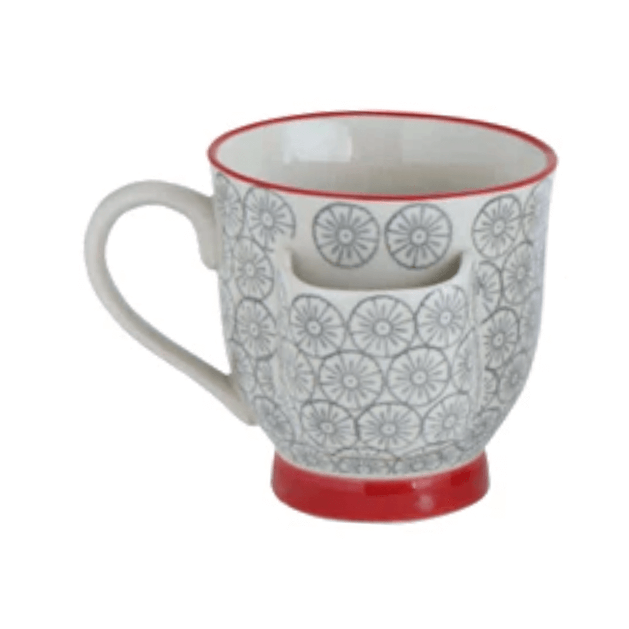 Storied Home 8 oz. Decorative Stoneware Mugs with Tea Bag Holders