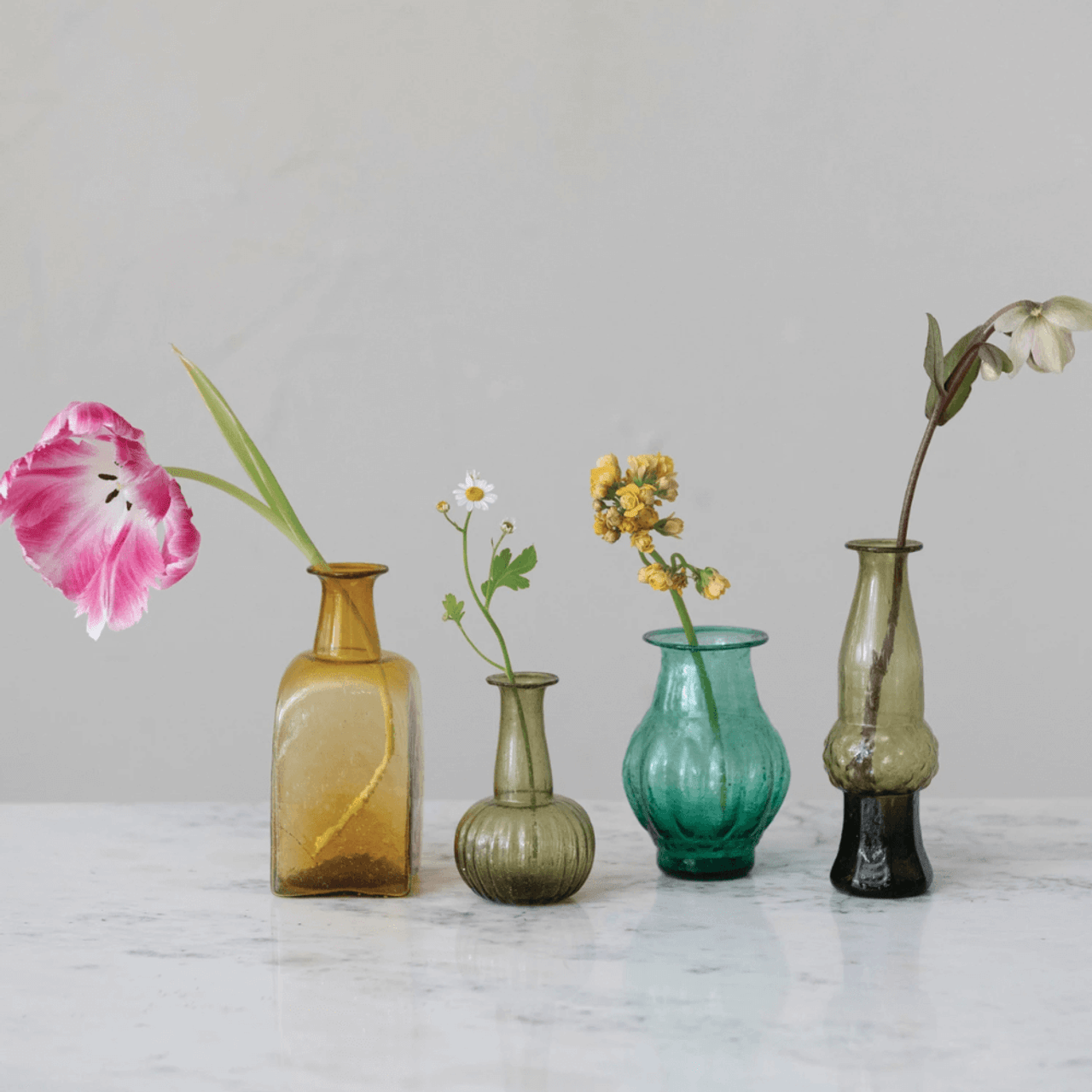 Creative Co-op Hand Blown Glass Vase Green