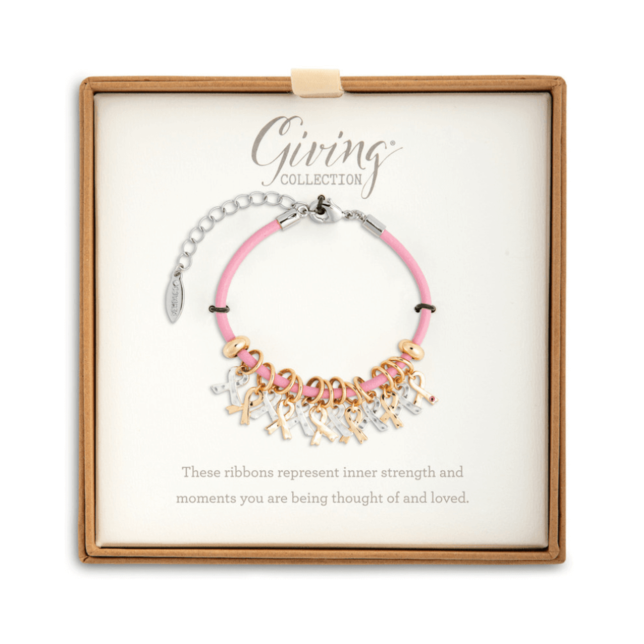 Demdaco Charm Bracelet Pink Ribbon