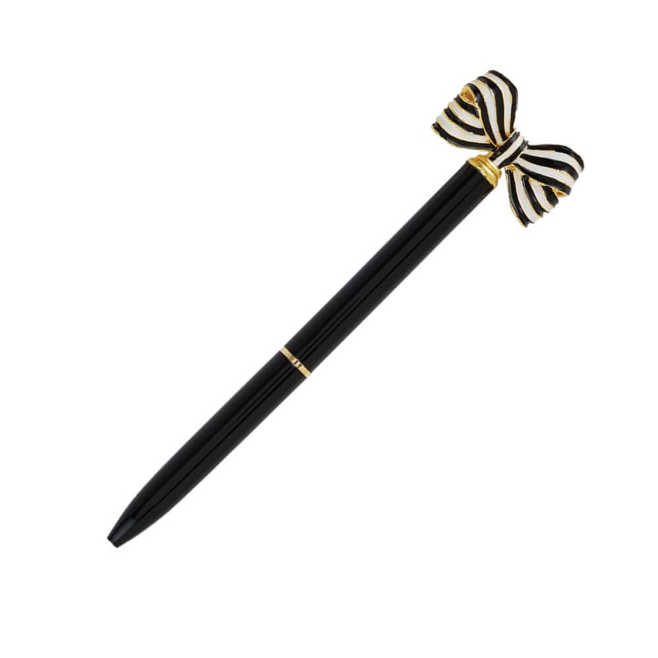 Santa Barbara Striped Bow Pen Black