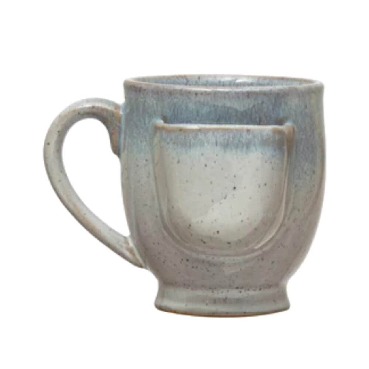 Creative Co-op Stoneware Mug with Tea Bag Holder Blue