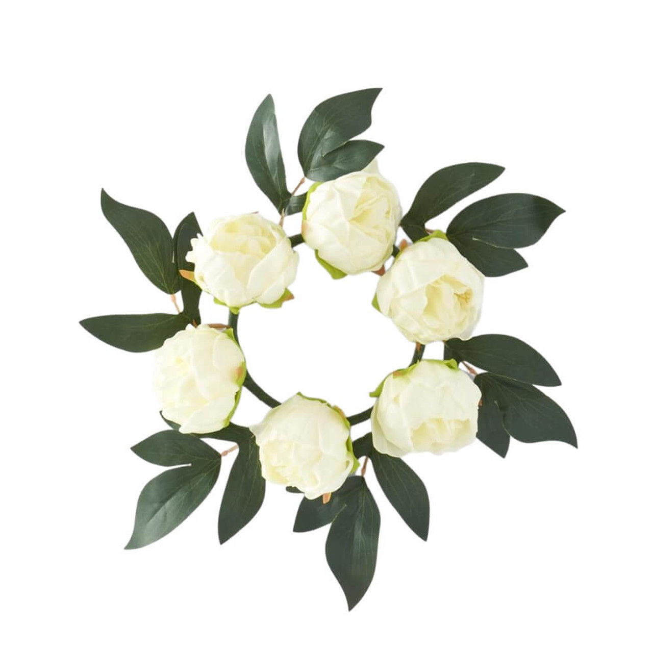 K & K Interiors 15 Inch White Real Touch Peony Dandle Ring