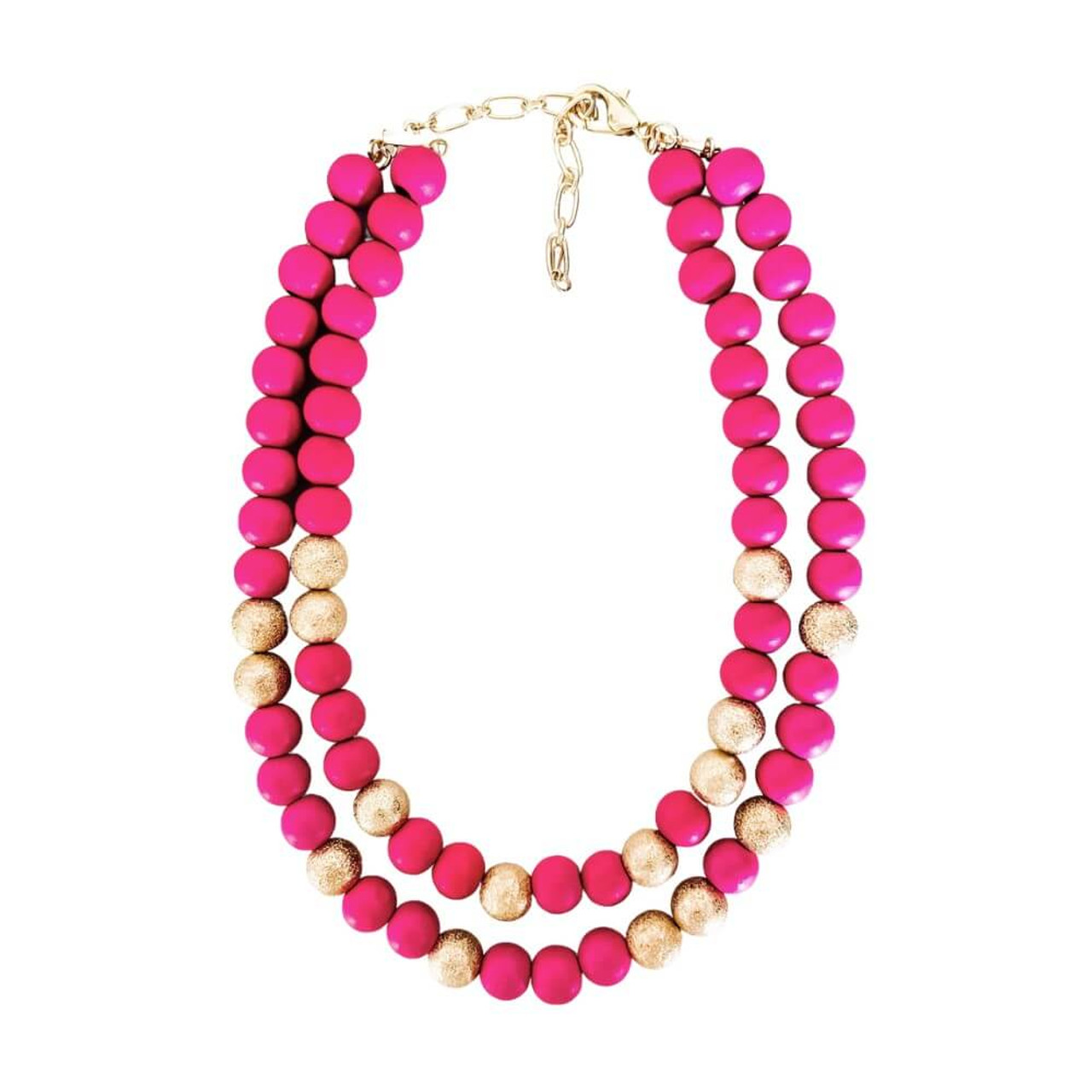 Hot Pink Fuchsia Magenta Coin Pearl Chunky Necklace Natural Statement  Jewelry | eBay