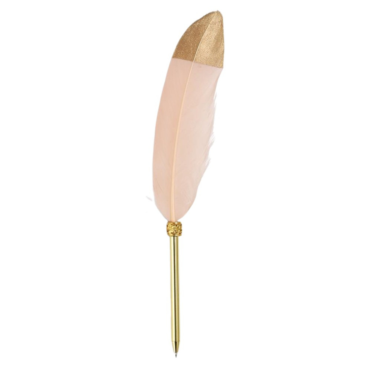 Two's Company Birds of a Feather Feather Pen Pink Gold