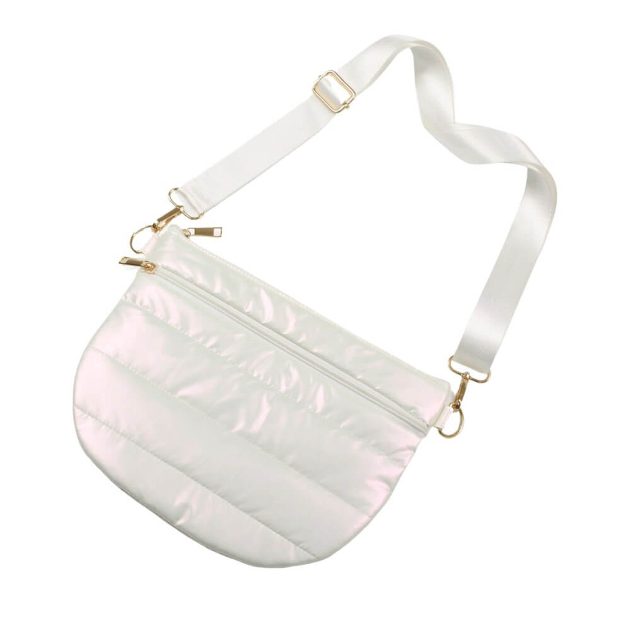 Lou & Co Irridescent White Half Moon Handbag