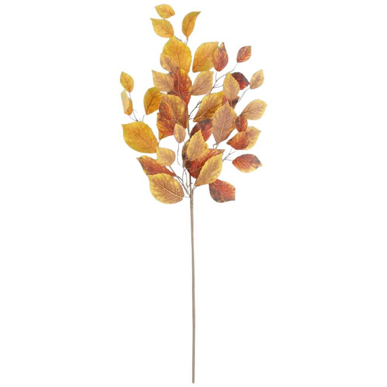 K & K Interiors 34 Inch Golden Yellow & Rust Birch Leaves Stem