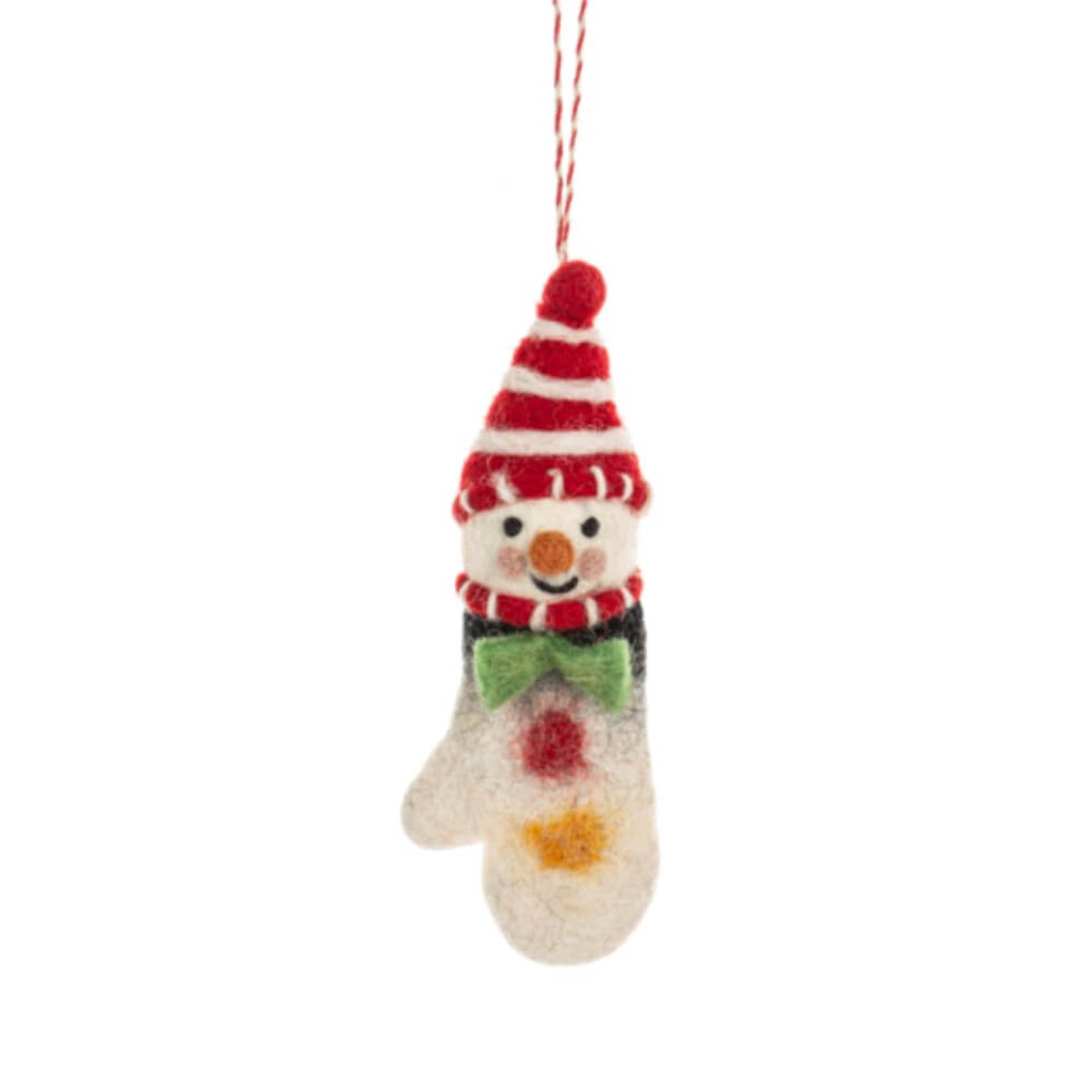 Ganz Snowman Mitten Wool Ornament