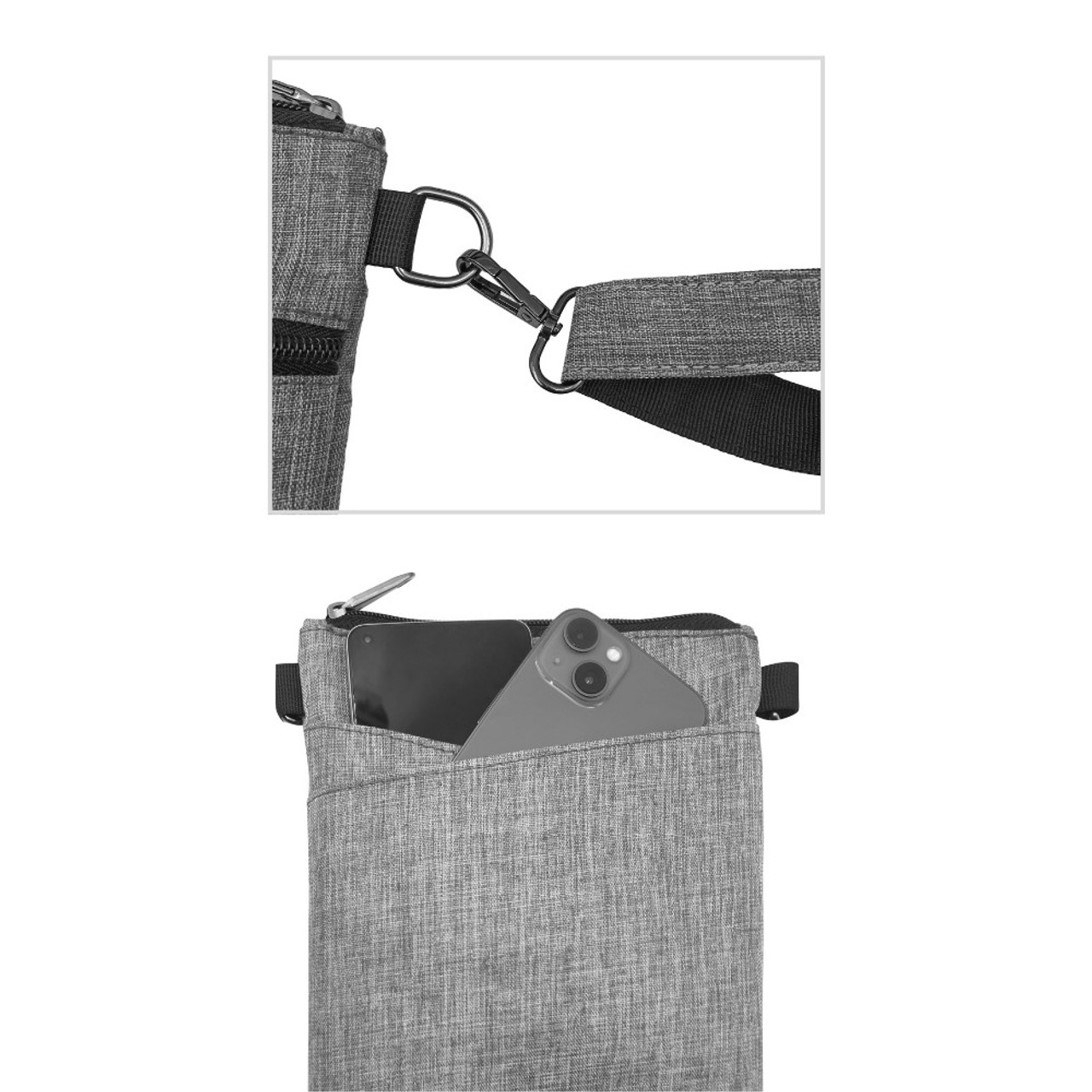 Nupouoch Anti-Theft 3 Zipper Bag Twill Gray