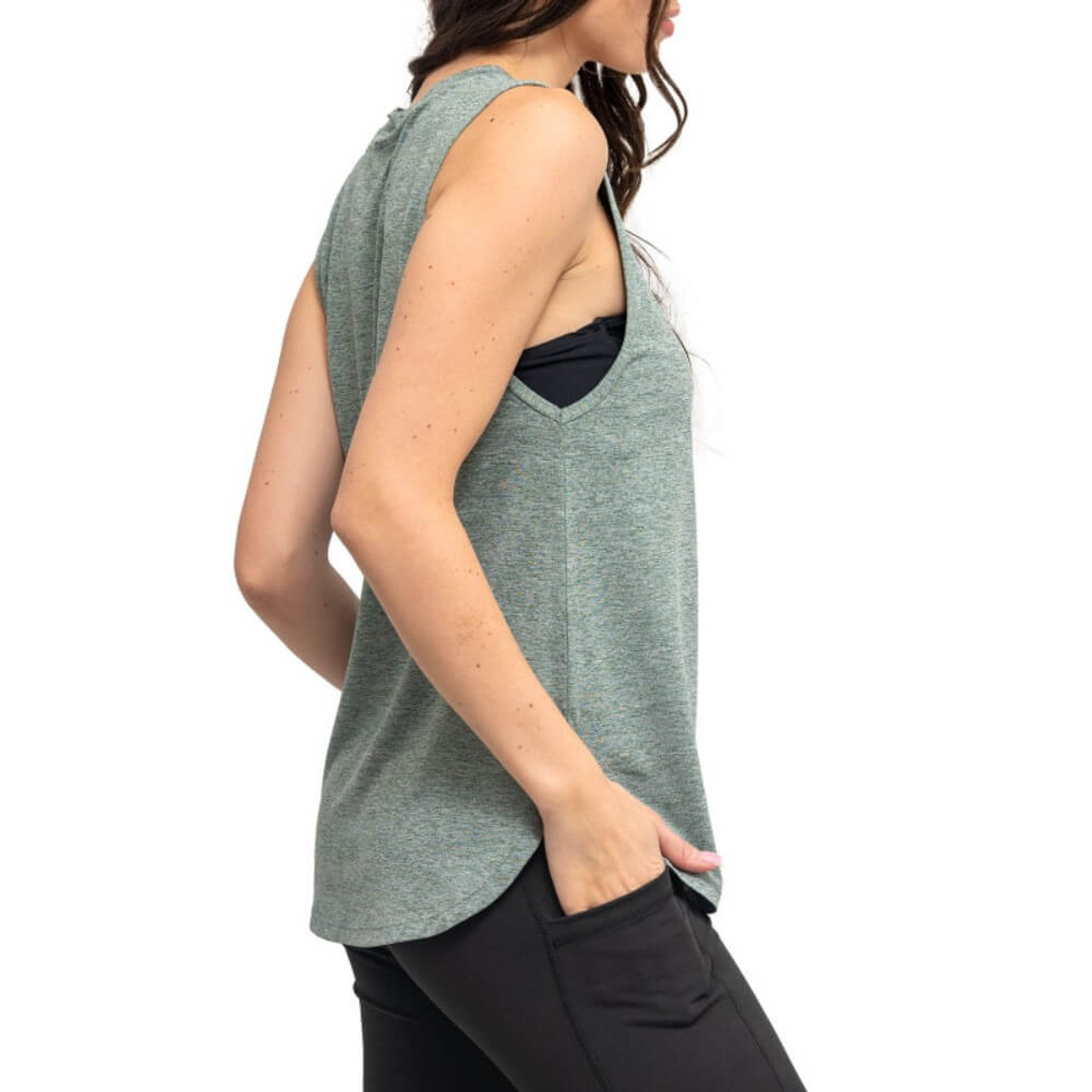 Fitkicks Live Well Heathered Tank Green