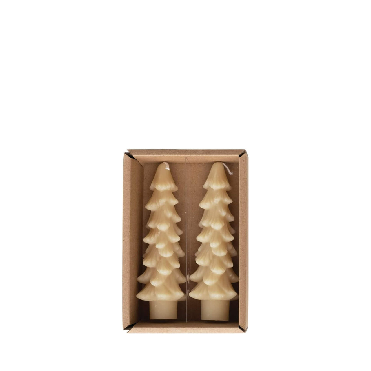 Creative Co-Op Tree Taper Candles Eggnog 5 Inch