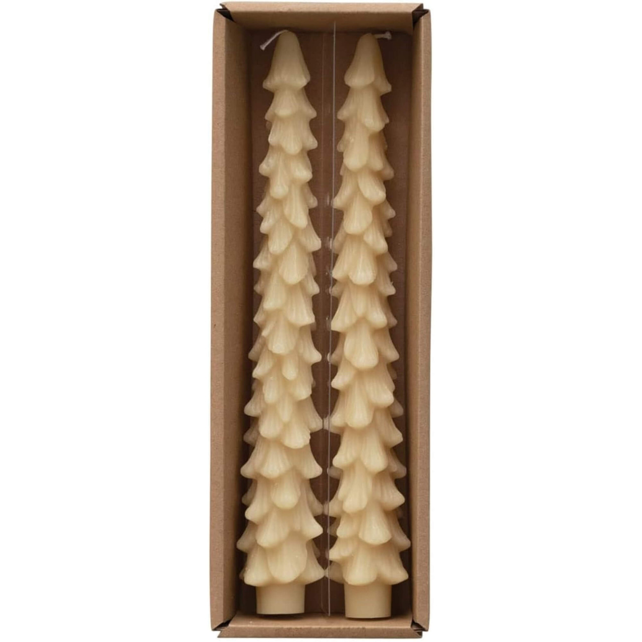 Creative Co-Op Tree Taper Candles Eggnog 10 Inch