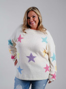 ivory multicolor star sweater curvy clothing plus clothing