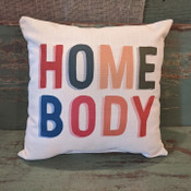 The perfect way to cozy up any space! "HOME BODY" sentiment is dyed directly into the fabric, so it won't peel or crack. Made from a soft yet durable polyester fabric, your pillow will arrive stuffed with poly-fill and sewn shut.  Approx. 17" square; machine washable in cold water, delicate cycle- fluff, air dry flat.