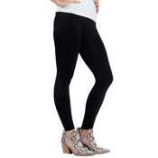 Black Comfortable and versitable fleece-lined leggings, breathable fabric, smooth mid-rise fit, seamless, flattering 4" waistband, full length cut with banded ankle