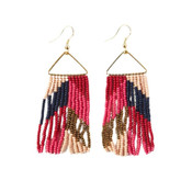 Ink + Alloy Hot Pink Red Chevron Fringe Triangle Earringles