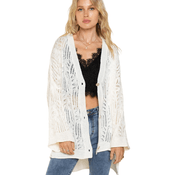 Pol Clothing Loose Fancy Knit Cardigan Ivory Off White