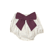 Yo Baby Ivory Diaper Cover Plum Oversized Bow