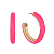 What's Hot Gold with Hot Pink Epoxy Coated 1.25 Hoop Earring