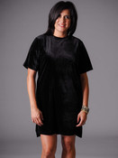 black velvet short sleeve shift dress