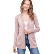 Staccato Open Front Long Sleeve Cardigan Pockets Mauve