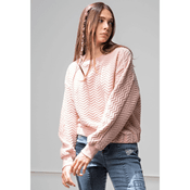 Easel Chevron Textured Pullover Rose
