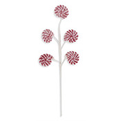 K & K Interiors Glittered Red & White Flocked Lollypop Spray