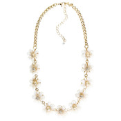 Jen & Co Acetate Flower Chain Necklace Warm White