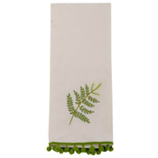 Towel with Embroidered Fern and Poms