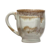 Creative Co-op Stoneware Mug with Tea Bag Holder Brown White