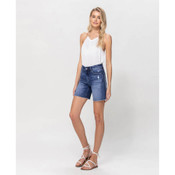 Vervet Cheerful Mid Rise Midi Shorts Loretta Medium Blue