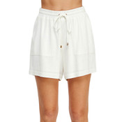 Allie Rose Linen Elastic Waist Shorts White