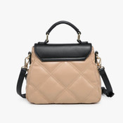 Jen & Co Ollie Quilted Crossbody Chain Strap Black Tan