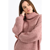 Molly Bracken Chunky Turtleneck Sweater Pink