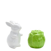 Two's Company Easter Bunny and Cabbage Salt and Pepper Shaker Set in Gift Box