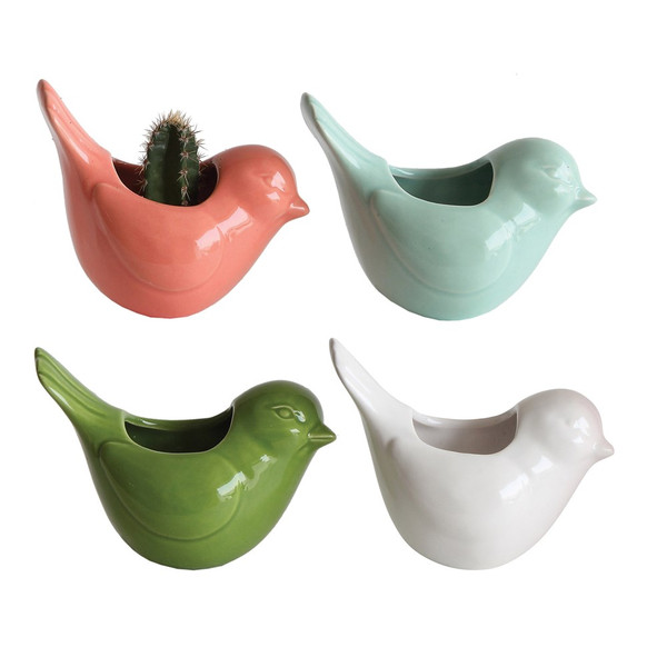 Colorful Coral Stoneware Bird Vase with Magnet. Colorful Coral Stoneware Bird Vase with Magnet.