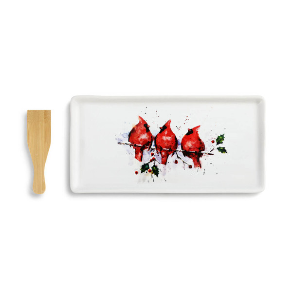 three cardinals appetizer tray with spatula demdaco three cardinals appetizer tray with spatula demdaco