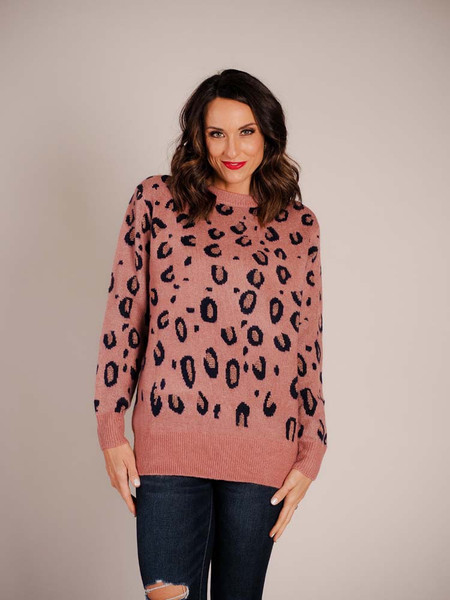 molly bracken pink and navy animal print sweater molly bracken pink and navy animal print sweater