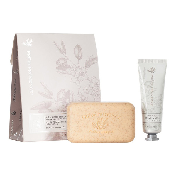 This beautifully packed gift set includes (1) 1 oz. Honey Almond Hand Cream and (1) 5.2 oz. Honey Almond Shea Butter Enriched Bar Soap.
Pre' De Provence is a beautifully curated collection borrows its divine fragrances from traditional elements of Provence’s countryside, the French Riviera and the Mediterranean Sea.
Hand Cream: Rich, luxurious, and full of organic shea butter, sweet almond oil and glycerin to create a fast-absorbing, weightless moisturizer that envelops skin with nourishment. This hand cream is made by combining the very best of what science and nature have to offer to create a luxurious and effective formula that everyone can love and enjoy; an authentic product true to its Provençal roots.
Bar Soap: Each bar of Pre de Provence soap is carefully made by dedicated soapmakers in Provence following their proud traditions to be smoother and have a richer lather to create our luxurious feel. Quad-milled shea butter enriched; no animal testing; no GMOs; no mineral oil or petrochemicals; no phthalates, shellac, or plasticizers; no micronized titanium dioxide; no lead; free of parabens, ethyl alcohol, phenoxyethanol, DEA, BPA/phthalates. This beautifully packed gift set includes (1) 1 oz. Honey Almond Hand Cream and (1) 5.2 oz. Honey Almond Shea Butter Enriched Bar Soap.
Pre' De Provence is a beautifully curated collection borrows its divine fragrances from traditional elements of Provence’s countryside, the French Riviera and the Mediterranean Sea.
Hand Cream: Rich, luxurious, and full of organic shea butter, sweet almond oil and glycerin to create a fast-absorbing, weightless moisturizer that envelops skin with nourishment. This hand cream is made by combining the very best of what science and nature have to offer to create a luxurious and effective formula that everyone can love and enjoy; an authentic product true to its Provençal roots.
Bar Soap: Each bar of Pre de Provence soap is carefully made by dedicated soapmakers in Provence following their proud traditions to be smoother and have a richer lather to create our luxurious feel. Quad-milled shea butter enriched; no animal testing; no GMOs; no mineral oil or petrochemicals; no phthalates, shellac, or plasticizers; no micronized titanium dioxide; no lead; free of parabens, ethyl alcohol, phenoxyethanol, DEA, BPA/phthalates.