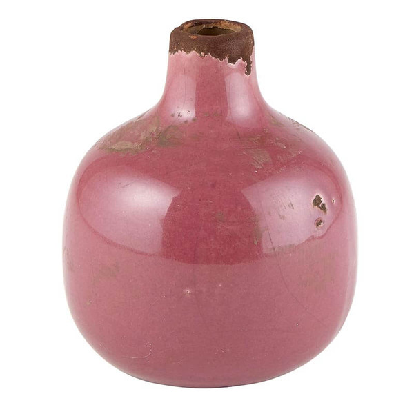 This distressed glazed ceramic bud vase will be a sweet addition to any desk or tabletop. 3.25" Dia x 3.75" H; approx 5/8" opening. This distressed glazed ceramic bud vase will be a sweet addition to any desk or tabletop. 3.25" Dia x 3.75" H; approx 5/8" opening.