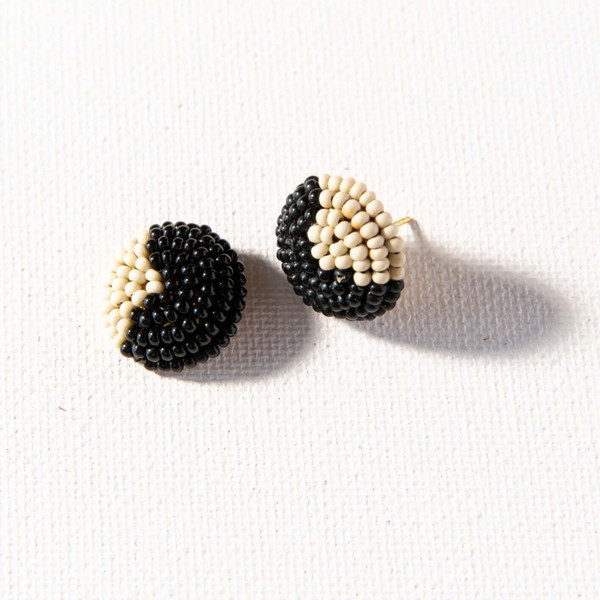 Ink + Alloy Black & White Button Post Earrings Ink + Alloy Black & White Button Post Earrings
