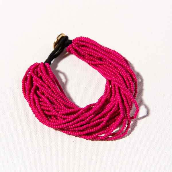 Ink + Alloy Multi Layer Seed Bead Bracelet Hot Pink Ink + Alloy Multi Layer Seed Bead Bracelet Hot Pink