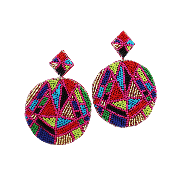 Lou & Co Multi Colored Circle Beaded Earrings Lou & Co Multi Colored Circle Beaded Earrings
