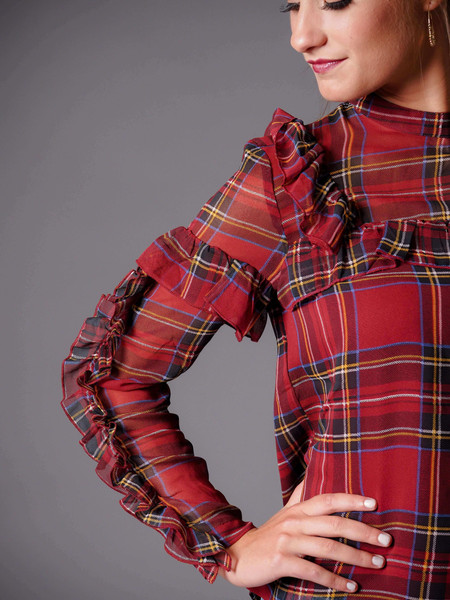burgundy plaid ruffle top burgundy plaid ruffle top