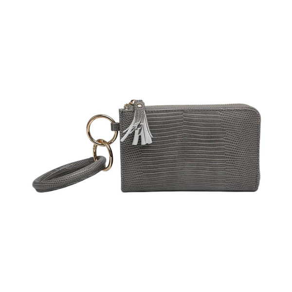 Hot Fashion Bangle Wallets Wristlet Keychain ID Card Holder Bracelet Key  Ring Tassel Snake Skin Pattern PU Leather Coin Purse