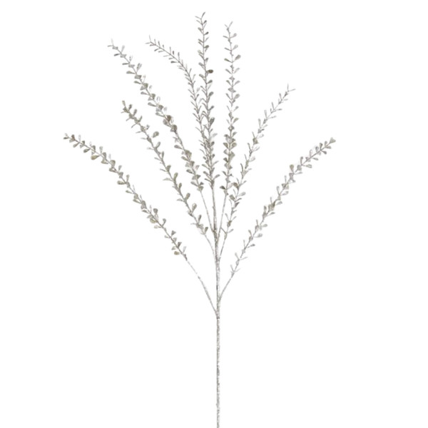 K & K Interiors Silver Glittered Stem W Mini Teardrop Leaves K & K Interiors Silver Glittered Stem W Mini Teardrop Leaves