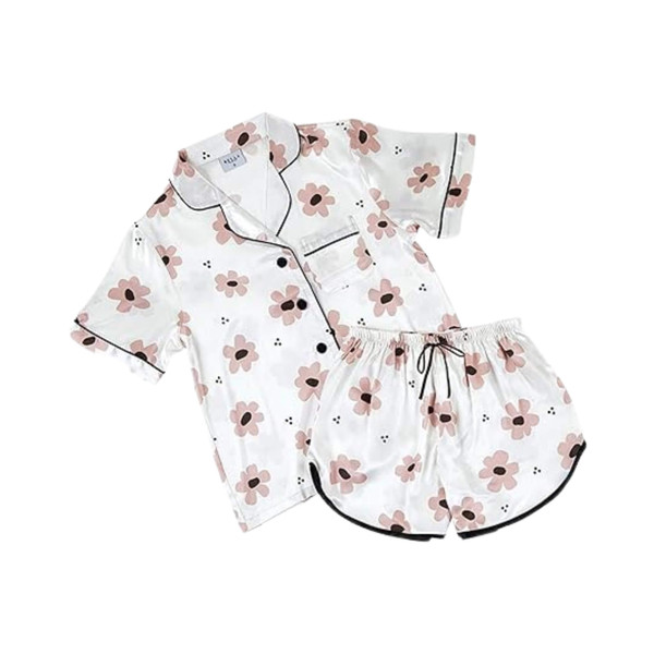 Bella Sleep + Spa Satin PJ Set Floral Bella Sleep + Spa Satin PJ Set Floral