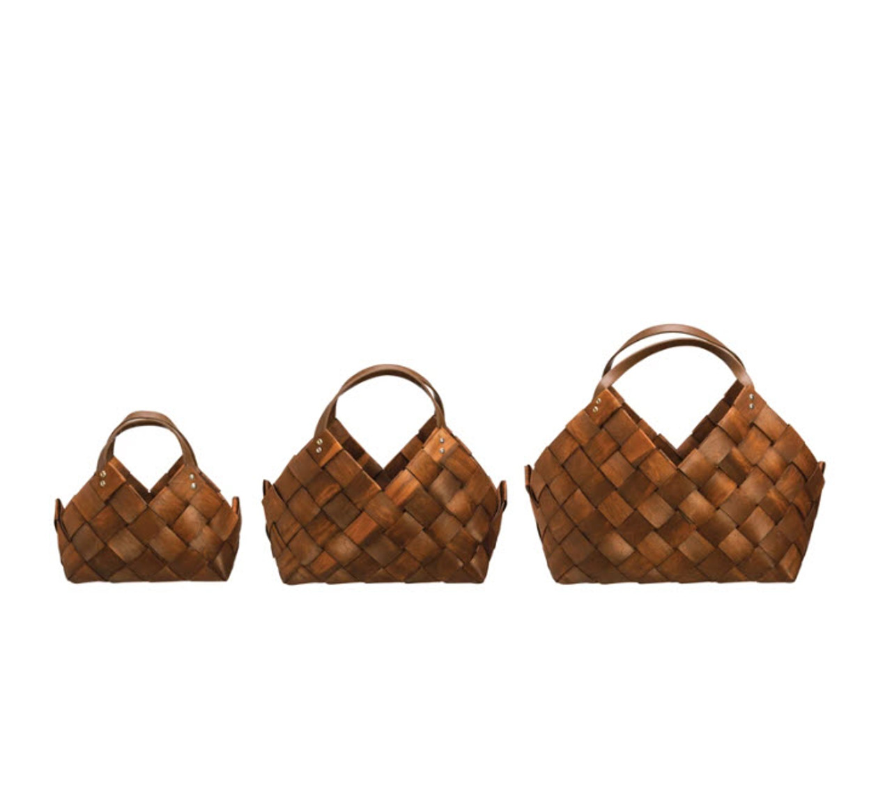 Handwoven Basket Tote Open Weave with Brown Leather Handles – CÔTE