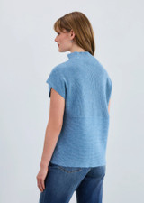 Ottoman Cap Sleeve Sweater-Indigo