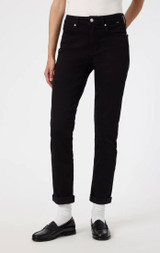 Kathleen Slim Boyfriend Jeans Mid Rise | Black Feather Blue
